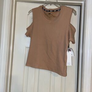 DKNY Women's Brown Cold Shoulder Tee